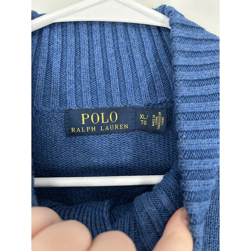 Polo Ralph Lauren Henley Sweater Mens XL 100% Cotton Three Button Knit Mock Neck